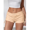 image:imageRoseSeek Womens Drawstring Lace Up Frill Drop Waist Shorts Skinny Y2k Summer Mini ShortsApricot