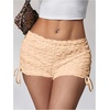 image:imageRoseSeek Womens Drawstring Lace Up Frill Drop Waist Shorts Skinny Y2k Summer Mini ShortsApricot