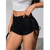 image:imageRoseSeek Womens Drawstring Lace Up Frill Drop Waist Shorts Skinny Y2k Summer Mini ShortsBlack