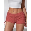 image:imageRoseSeek Womens Drawstring Lace Up Frill Drop Waist Shorts Skinny Y2k Summer Mini ShortsCoral Pink