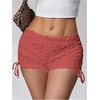image:imageRoseSeek Womens Drawstring Lace Up Frill Drop Waist Shorts Skinny Y2k Summer Mini ShortsCoral Pink