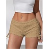 image:imageRoseSeek Womens Drawstring Lace Up Frill Drop Waist Shorts Skinny Y2k Summer Mini ShortsKhaki