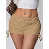 image:imageRoseSeek Womens Drawstring Lace Up Frill Drop Waist Shorts Skinny Y2k Summer Mini ShortsKhaki
