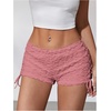 image:imageRoseSeek Womens Drawstring Lace Up Frill Drop Waist Shorts Skinny Y2k Summer Mini ShortsPink