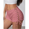 image:imageRoseSeek Womens Drawstring Lace Up Frill Drop Waist Shorts Skinny Y2k Summer Mini ShortsPink