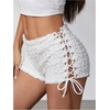 image:imageRoseSeek Womens Drawstring Lace Up Frill Drop Waist Shorts Skinny Y2k Summer Mini ShortsWhite