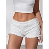 image:imageRoseSeek Womens Drawstring Lace Up Frill Drop Waist Shorts Skinny Y2k Summer Mini ShortsWhite