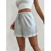image:imageRoseSeek Womens Drawstring Waist Roll Up Hem Track Shorts Summer Casual Pockets Sweat ShortsLight Grey