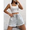 image:imageRoseSeek Womens Drawstring Waist Roll Up Hem Track Shorts Summer Casual Pockets Sweat ShortsLight Grey