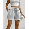 image:imageRoseSeek Womens Drawstring Waist Roll Up Hem Track Shorts Summer Casual Pockets Sweat ShortsLight Grey