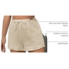image:imageRoseSeek Womens Elastic High Waisted Track Shorts Casual Wide Leg Textured Drawstring Mini ShortsApricot