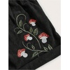 image:imageRoseSeek Womens Embroidered Corduroy Shorts Elastic High Waisted Straight Leg Casual Lounge ShortsBlack