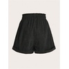 image:imageRoseSeek Womens Embroidered Corduroy Shorts Elastic High Waisted Straight Leg Casual Lounge ShortsBlack