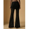 image:imageRoseSeek Womens Lace Sheer Mesh Bell Bottoms Ruched High Waisted Flare Leggings Skirt PantsBlack