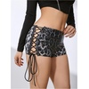 image:imageRoseSeek Womens Lace Up Rhinestone Leopard Shorts Elastic Low Waist Y2K Bodycon Mini Shorts ClubwearDark Grey