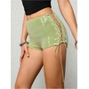 image:imageRoseSeek Womens Lace Up Rhinestone Leopard Shorts Elastic Low Waist Y2K Bodycon Mini Shorts ClubwearGreen