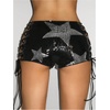 image:imageRoseSeek Womens Lace Up Rhinestone Leopard Shorts Elastic Low Waist Y2K Bodycon Mini Shorts ClubwearStar Black