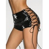 image:imageRoseSeek Womens Lace Up Rhinestone Leopard Shorts Elastic Low Waist Y2K Bodycon Mini Shorts ClubwearStar Black