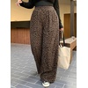 image:imageRoseSeek Womens Leopard Cheetah Corduroy Wide Leg Pants Elastic High Waisted Baggy Pants Casual TrousersMulticolor