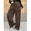image:imageRoseSeek Womens Leopard Cheetah Corduroy Wide Leg Pants Elastic High Waisted Baggy Pants Casual TrousersMulticolor