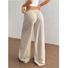 image:imageRoseSeek Womens Linen Summer Pants Drawstring Waist Baggy Pant Straight Wide Leg Beach TrousersApricot