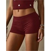 image:imageRoseSeek Womens Low Rise Booty Shorts Elastic Waist Skinny Y2K Mini Shorts Hot Pants StreetwearBurgundy