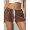image:imageRoseSeek Womens Low Rise SweatShorts Elastic Drawstring Waist Sweat Shorts Summer Running Lounge Mini ShortsBrown