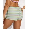 image:imageRoseSeek Womens Micro Shorts Striped Knit Crochet Mini Shorts Y2K Color Block Low Rise Beach Festival OutfitsMix Green