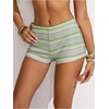 image:imageRoseSeek Womens Micro Shorts Striped Knit Crochet Mini Shorts Y2K Color Block Low Rise Beach Festival OutfitsMix Green