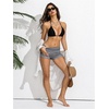 image:imageRoseSeek Womens Micro Shorts Striped Knit Crochet Mini Shorts Y2K Color Block Low Rise Beach Festival OutfitsMulticolor Grey