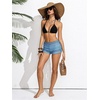 image:imageRoseSeek Womens Micro Shorts Striped Knit Crochet Mini Shorts Y2K Color Block Low Rise Beach Festival OutfitsOmbre Blue