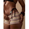 image:imageRoseSeek Womens Micro Shorts Striped Knit Crochet Mini Shorts Y2K Color Block Low Rise Beach Festival OutfitsOrange