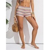 image:imageRoseSeek Womens Micro Shorts Striped Knit Crochet Mini Shorts Y2K Color Block Low Rise Beach Festival OutfitsPink Green