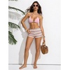 image:imageRoseSeek Womens Micro Shorts Striped Knit Crochet Mini Shorts Y2K Color Block Low Rise Beach Festival OutfitsPink Green