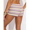 image:imageRoseSeek Womens Micro Shorts Striped Knit Crochet Mini Shorts Y2K Color Block Low Rise Beach Festival OutfitsPink Green