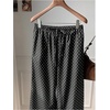 image:imageRoseSeek Womens Polka Dots Wide Leg Pants Drawstring High Waisted Baggy Pants Casual TrousersBlack