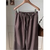 image:imageRoseSeek Womens Polka Dots Wide Leg Pants Drawstring High Waisted Baggy Pants Casual TrousersCoffee Brown
