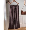 image:imageRoseSeek Womens Polka Dots Wide Leg Pants Drawstring High Waisted Baggy Pants Casual TrousersCoffee Brown