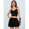 image:imageRoseSeek Womens Scallop Trim Elastic High Waisted Shorts Straight Leg Casual Summer ShortsBlack
