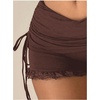 image:imageRoseSeek Womens Side Drawstring Lace Ruffle Shorts Y2K Ruched Low Rise Mini Stretchy Slim Fit Micro ShortsCoffee Brown