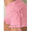 image:imageRoseSeek Womens Side Drawstring Lace Ruffle Shorts Y2K Ruched Low Rise Mini Stretchy Slim Fit Micro ShortsCoral Pink