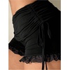 image:imageRoseSeek Womens Side Drawstring Lace Ruffle Shorts Y2K Ruched Low Rise Mini Stretchy Slim Fit Micro ShortsDark