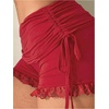 image:imageRoseSeek Womens Side Drawstring Lace Ruffle Shorts Y2K Ruched Low Rise Mini Stretchy Slim Fit Micro ShortsDeep Red