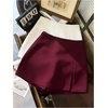 image:imageRoseSeek Womens Slit Front A Line Skorts High Waisted Mini Shorts Dressy Casual Shorts Summer OutfitsBurgundy