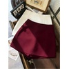 image:imageRoseSeek Womens Slit Front A Line Skorts High Waisted Mini Shorts Dressy Casual Shorts Summer OutfitsBurgundy