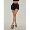 image:imageRoseSeek Womens Sparkling Sequin Shorts Bodycon High Waisted Micro Party Rave Mini ShortsBlack