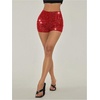 image:imageRoseSeek Womens Sparkling Sequin Shorts Bodycon High Waisted Micro Party Rave Mini ShortsRed