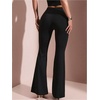 image:imageRoseSeek Womens Square Rhinestone Ring Flare Leggings Crossover Waist Long Bell Bottoms Y2K PantsBlack