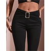 image:imageRoseSeek Womens Square Rhinestone Ring Flare Leggings Crossover Waist Long Bell Bottoms Y2K PantsBlack