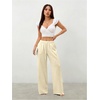 image:imageRoseSeek Womens Straight Wide Leg Pants Drawstring Waisted Casual Long Trousers with PocketsApricot